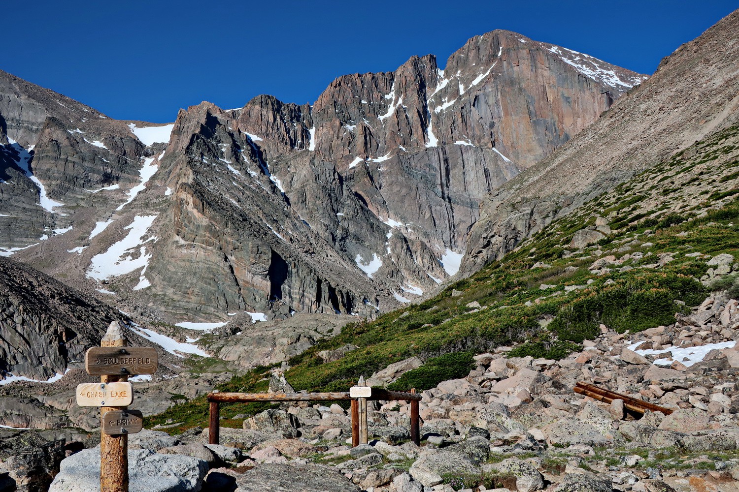 East face of Longs Peak which is with 4346 meters sea-level the highest point in the Rocky Mountains National Park